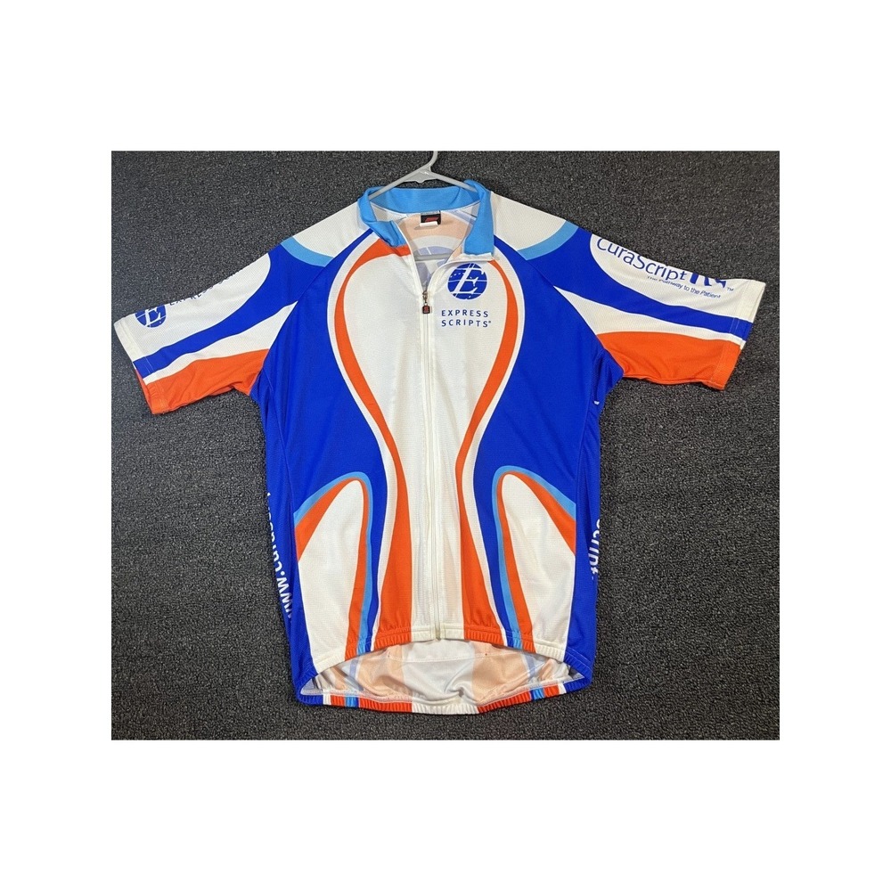 Squadra Mens Express Scripts Cycling Jersey Blue Orange‎ Short Sleeve XXL